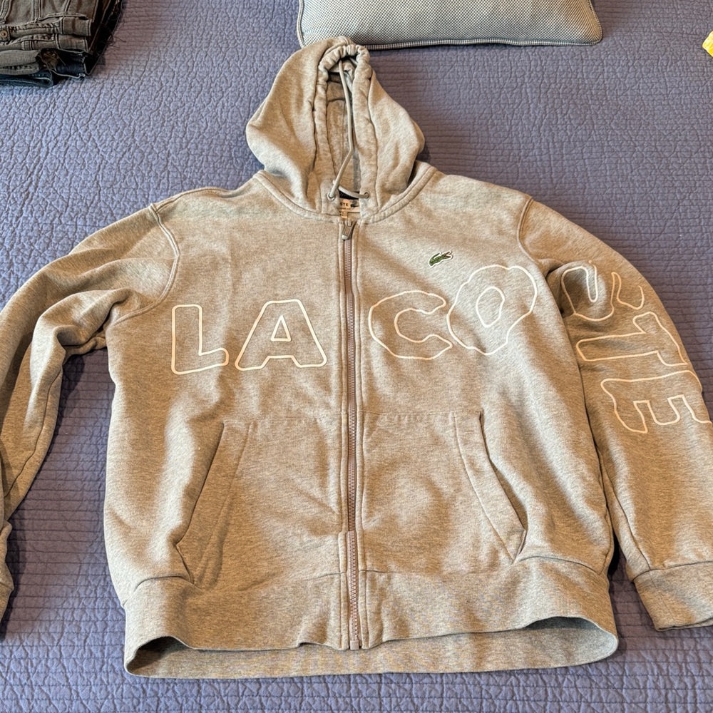 Lacoste men’s Gray Zip-Up Hoodie